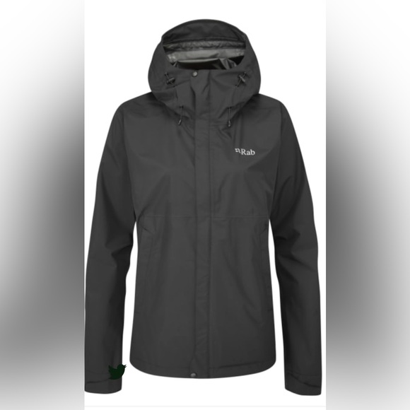 NWOT Rab Downpour Eco Jacket, Women’s Medium Black Lightweight Rain Jacket - Picture 1 of 10